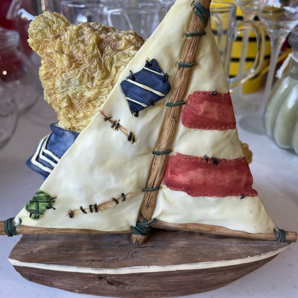 EUC sailor teddy bear with sailboat music box - Picture 3 of 6